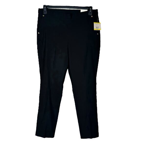 Anne Klein Medium Slim Ankle Pants Pull-On Stretch Pockets Hi-Rise Flat Front - Picture 1 of 8